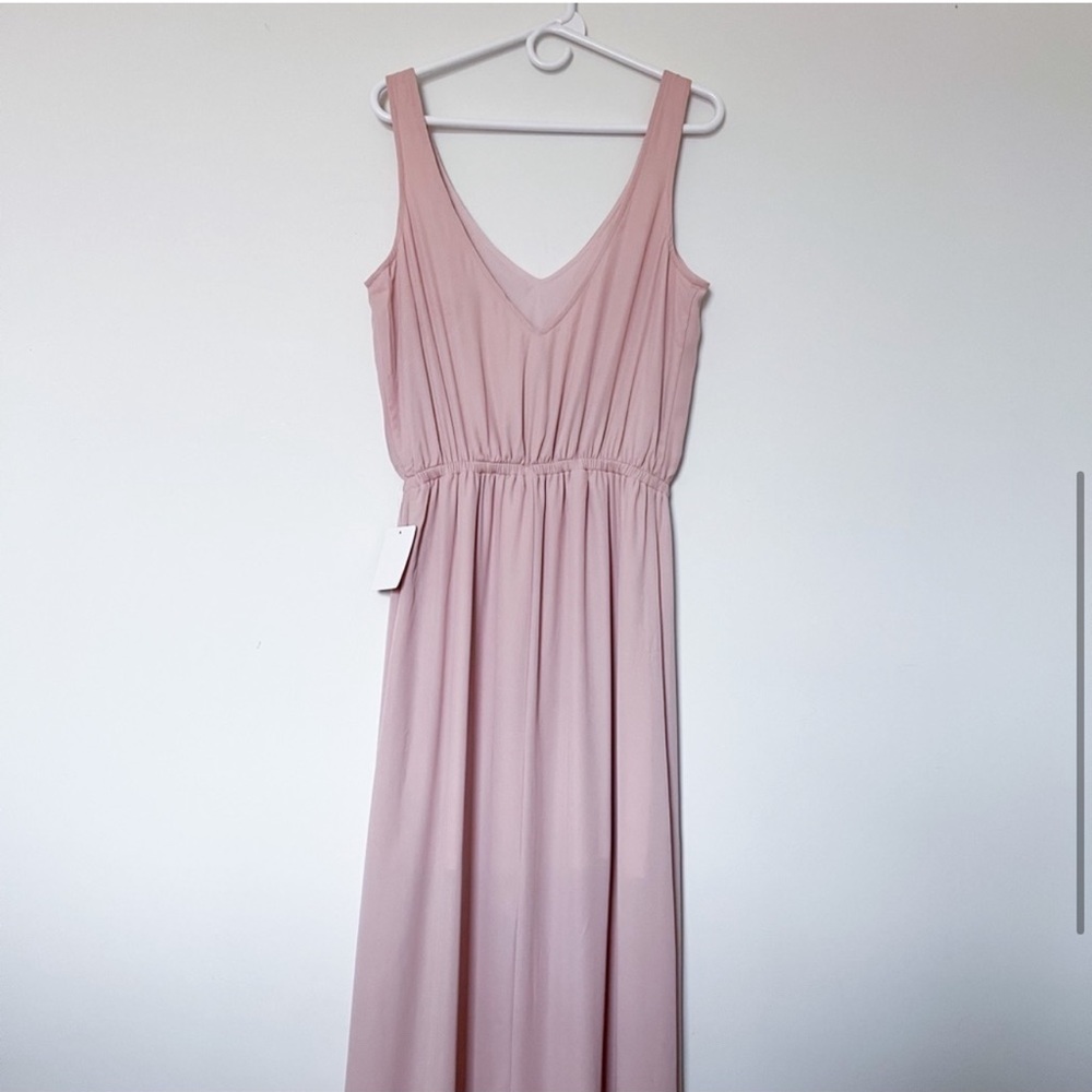 show me your mumu | dusty blush crisp kendall maxi bridesmaid dress large - Picture 5 of 9